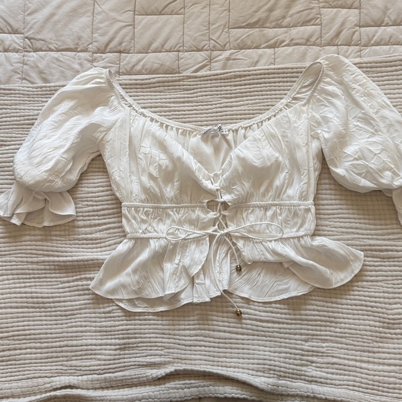 White Ruffled Crop Top - Picture 2 of 5